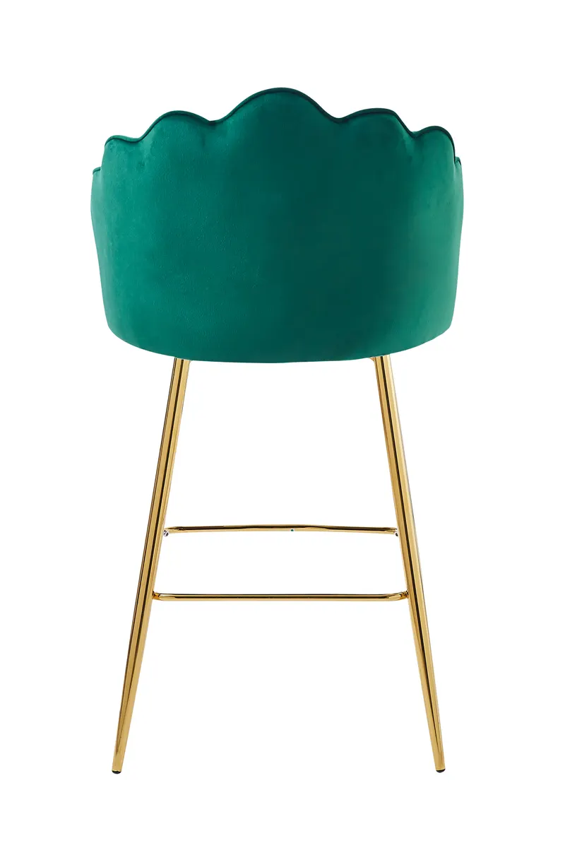 Barhocker Muscheldesign 2er Set aus Samt Grün, Ansicht 6