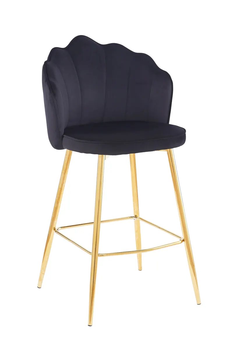 Barhocker Muscheldesign 2er Set aus Samt Schwarz, Ansicht 2