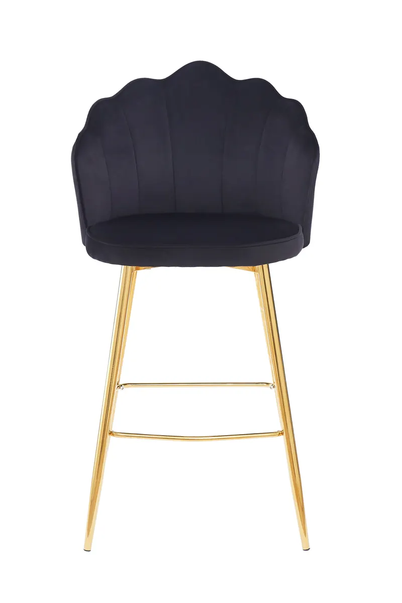 Barhocker Muscheldesign 2er Set aus Samt Schwarz, Ansicht 3