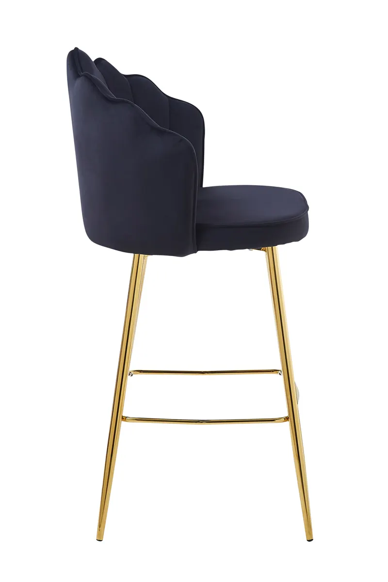 Barhocker Muscheldesign 2er Set aus Samt Schwarz, Ansicht 4