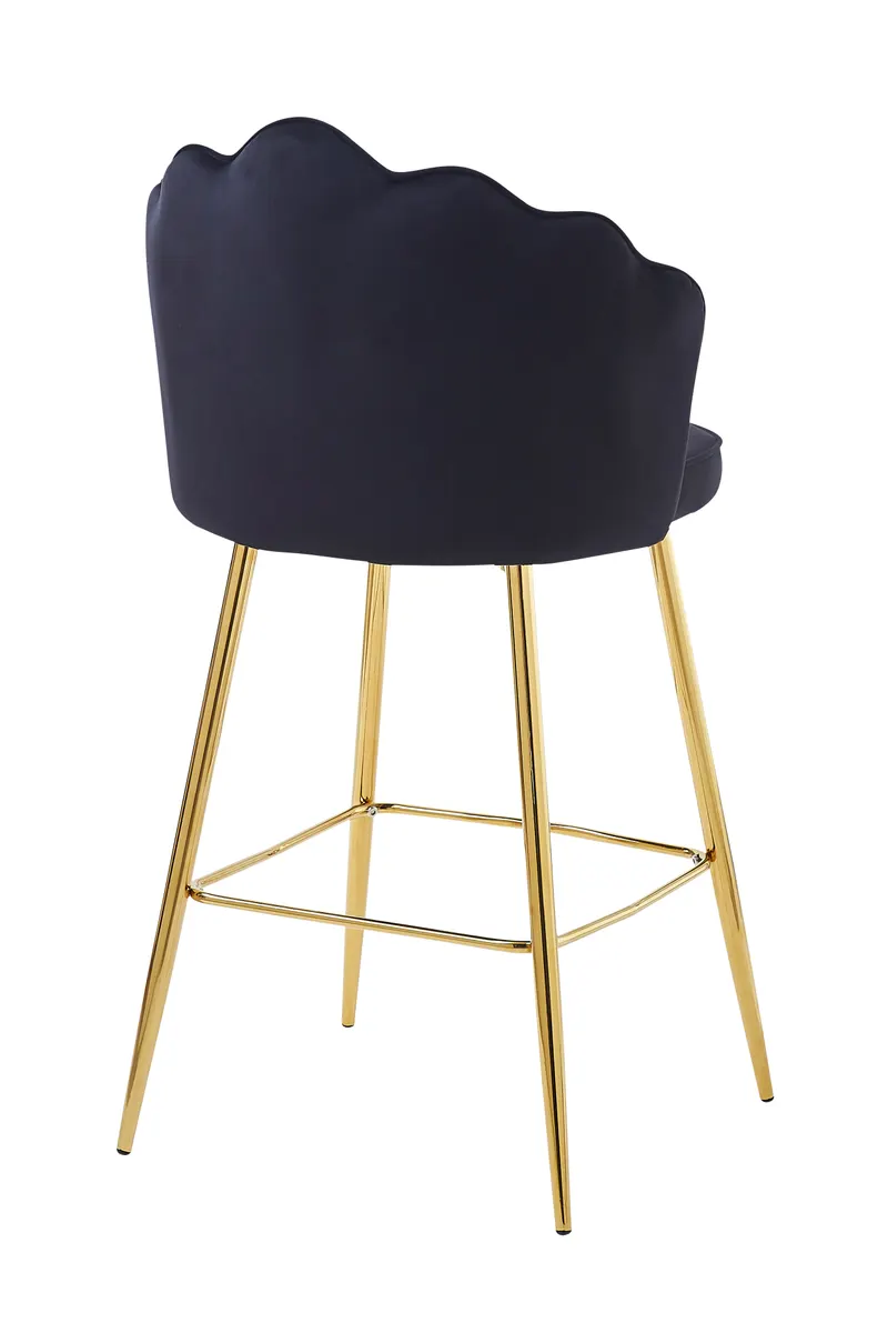 Barhocker Muscheldesign 2er Set aus Samt Schwarz, Ansicht 5