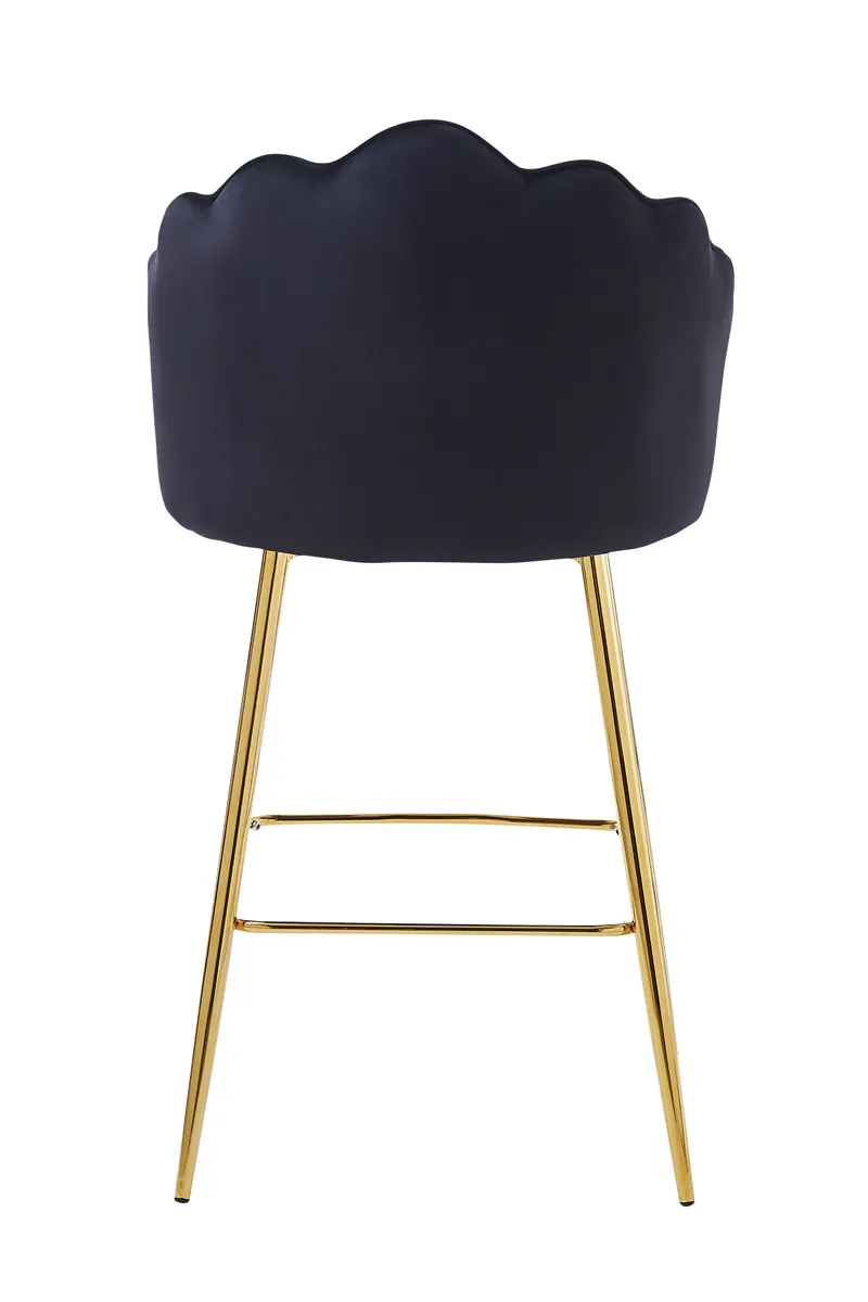 Barhocker Muscheldesign 2er Set aus Samt Schwarz, Ansicht 6
