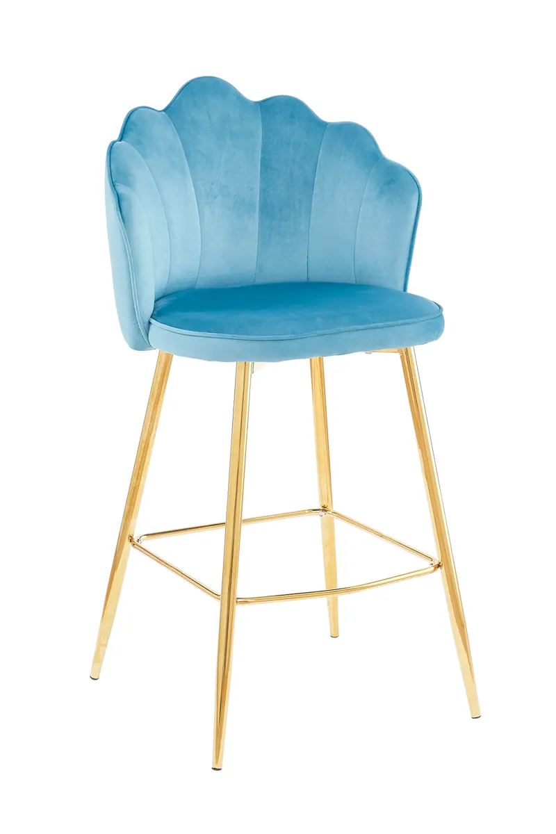 Barhocker Muscheldesign 2er Set Samt Blau, Ansicht 2