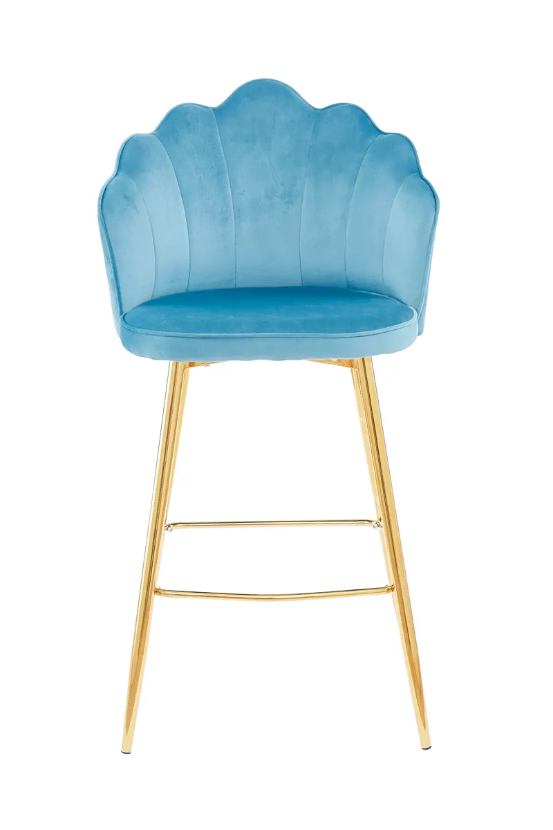 Barhocker Muscheldesign 2er Set Samt Blau, Ansicht 3