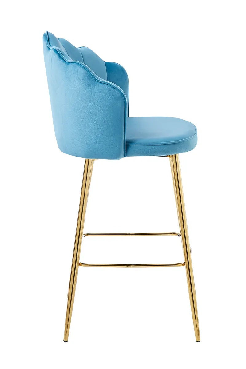Barhocker Muscheldesign 2er Set Samt Blau, Ansicht 4