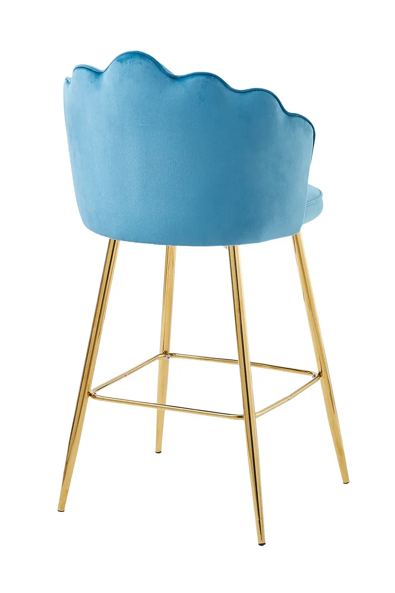Barhocker Muscheldesign 2er Set Samt Blau, Ansicht 5