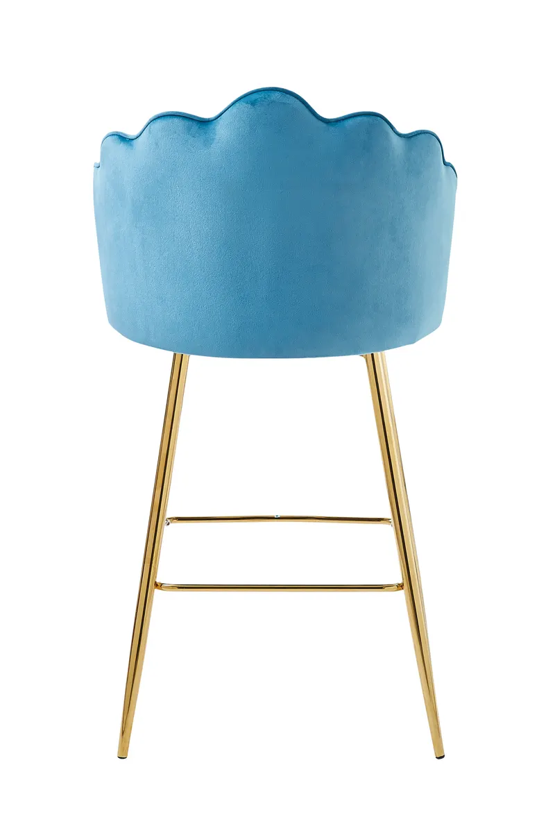 Barhocker Muscheldesign 2er Set Samt Blau, Ansicht 6