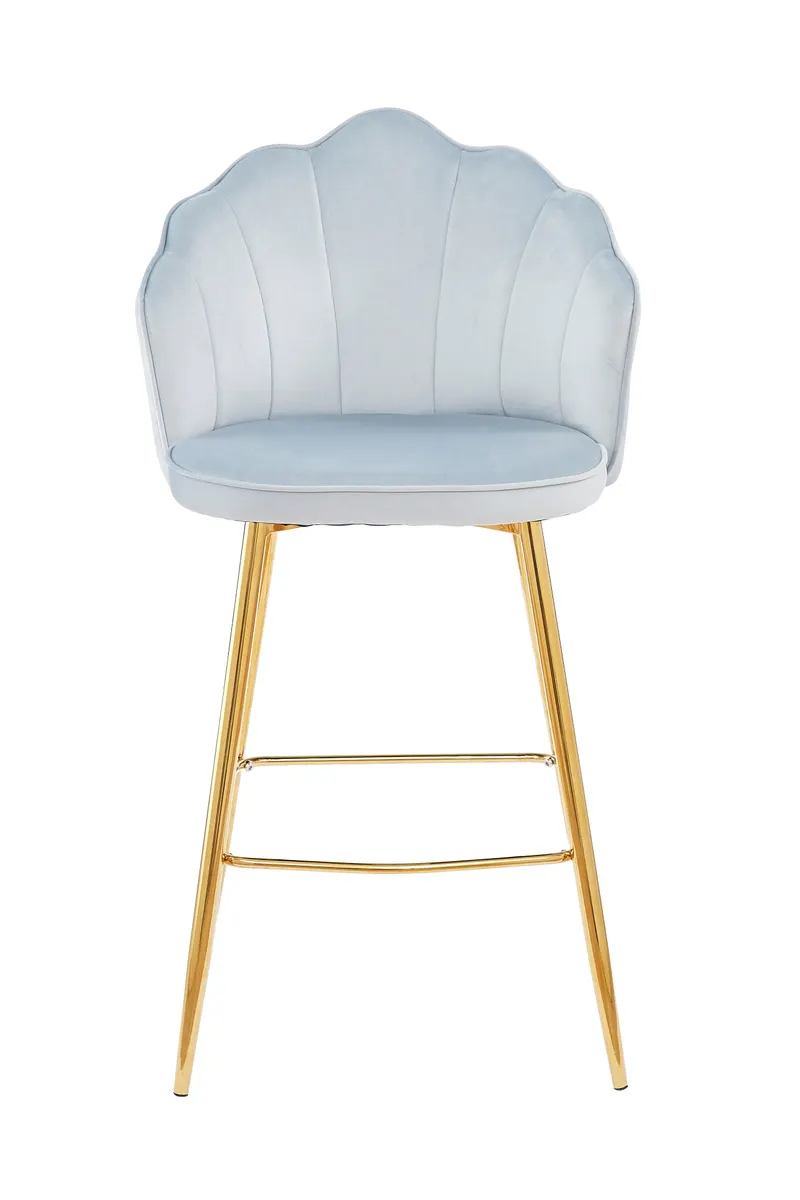 Barhocker Muscheldesign 2er Set Samt Hellgrau, Ansicht 3