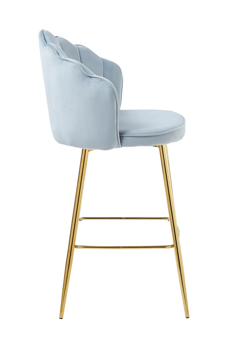 Barhocker Muscheldesign 2er Set Samt Hellgrau, Ansicht 4