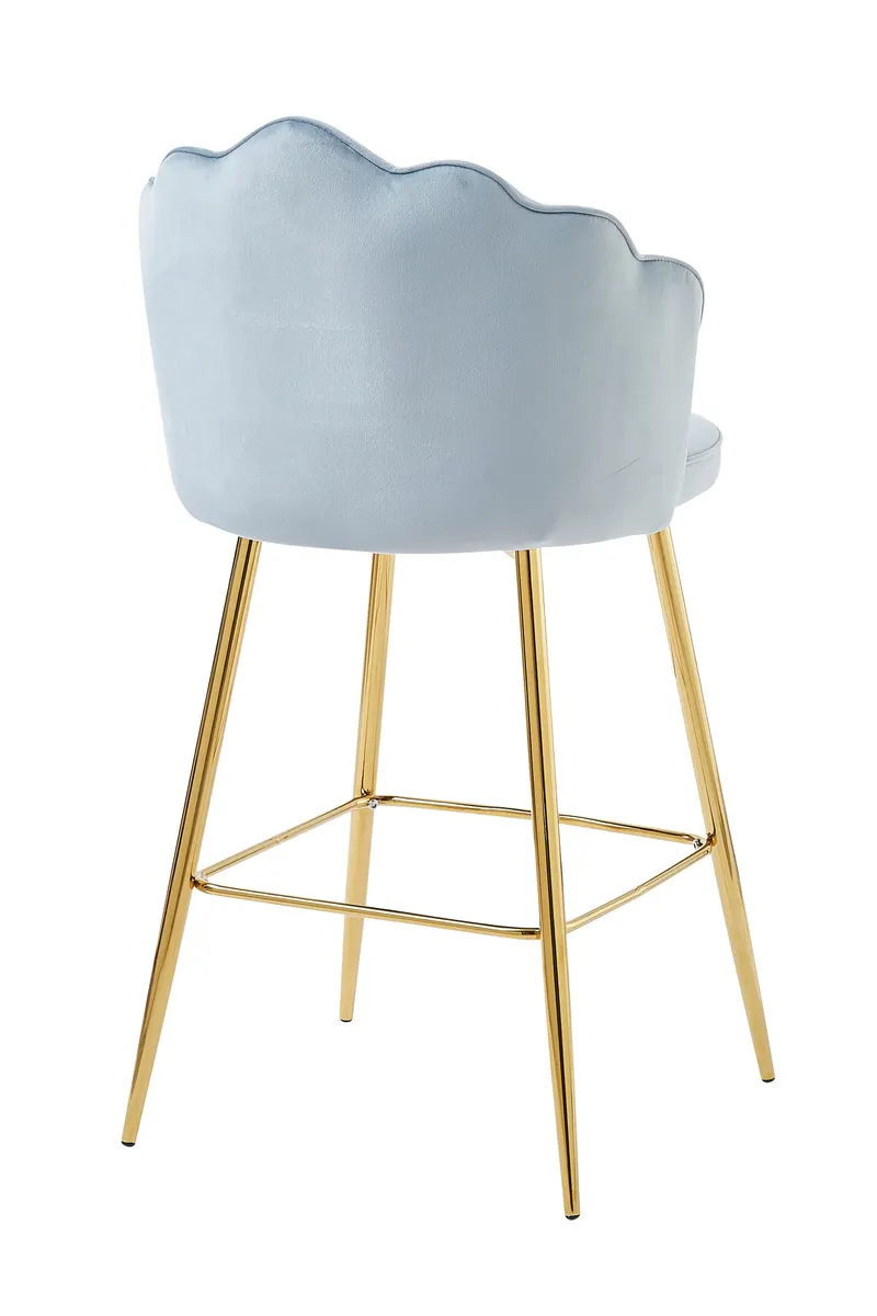 Barhocker Muscheldesign 2er Set Samt Hellgrau, Ansicht 5