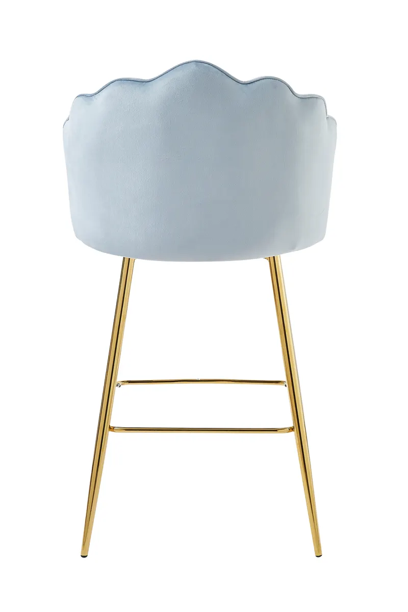 Barhocker Muscheldesign 2er Set Samt Hellgrau, Ansicht 6