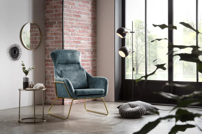 Relaxsessel aus Samtvelours Blau, Ansicht 5