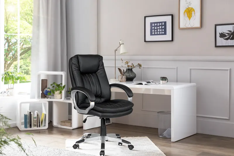 Schreibtisch 160 × 70 cm, MDF weiß hochglanz lackiert, Ansicht 1
