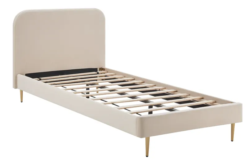 Polsterbett mit Samtbezug Beige 90 × 200 cm, Ansicht 1