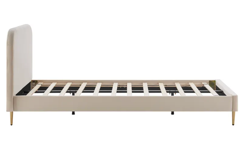 Polsterbett mit Samtbezug Beige 90 × 200 cm, Ansicht 2