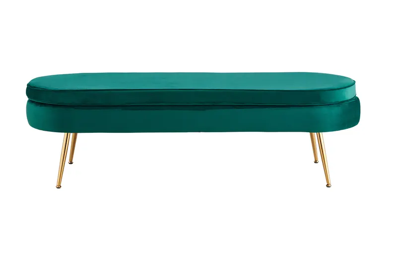 Sitzpouf oval lang aus Samt Grün, Ansicht 1
