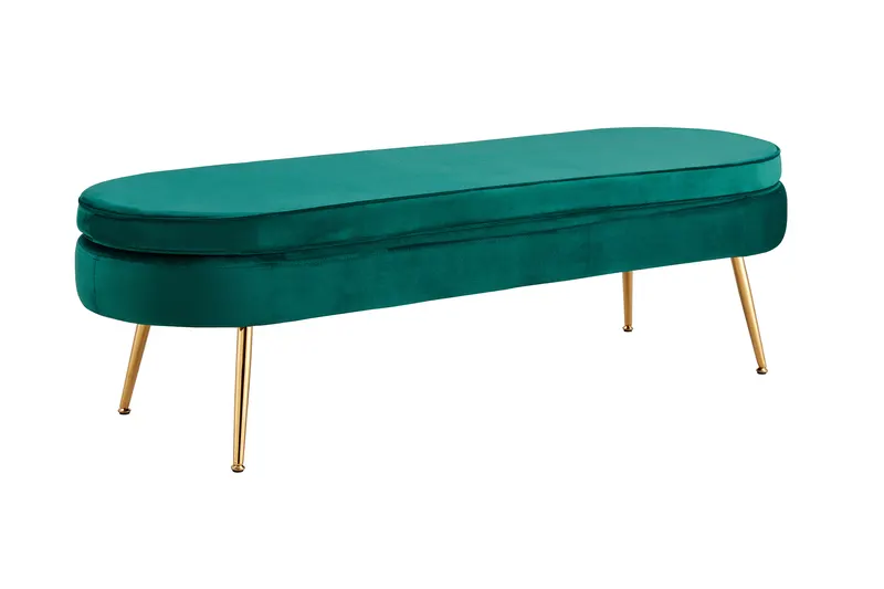 Sitzpouf oval lang aus Samt Grün, Ansicht 2