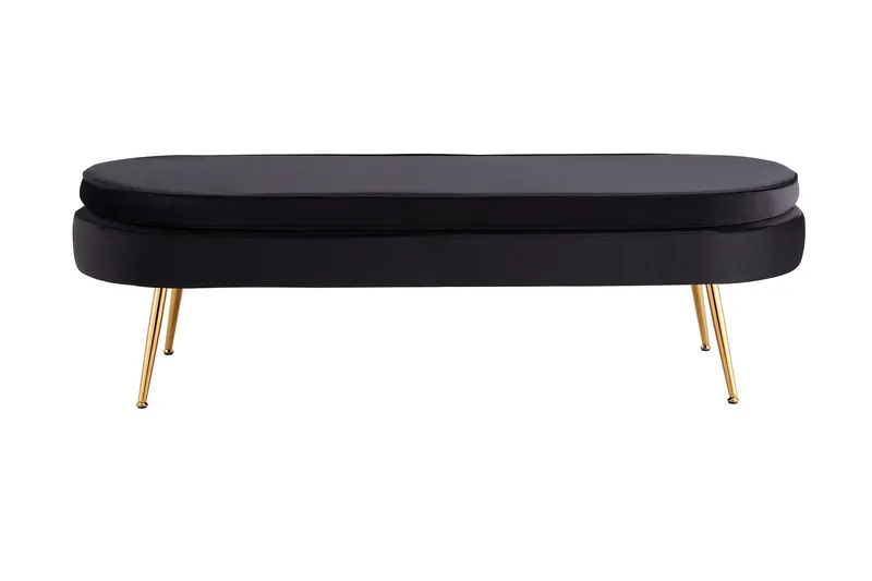Sitzpouf oval lang aus Samt Schwarz, Ansicht 1