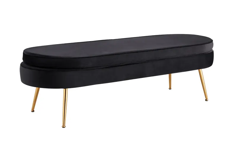 Sitzpouf oval lang aus Samt Schwarz, Ansicht 2