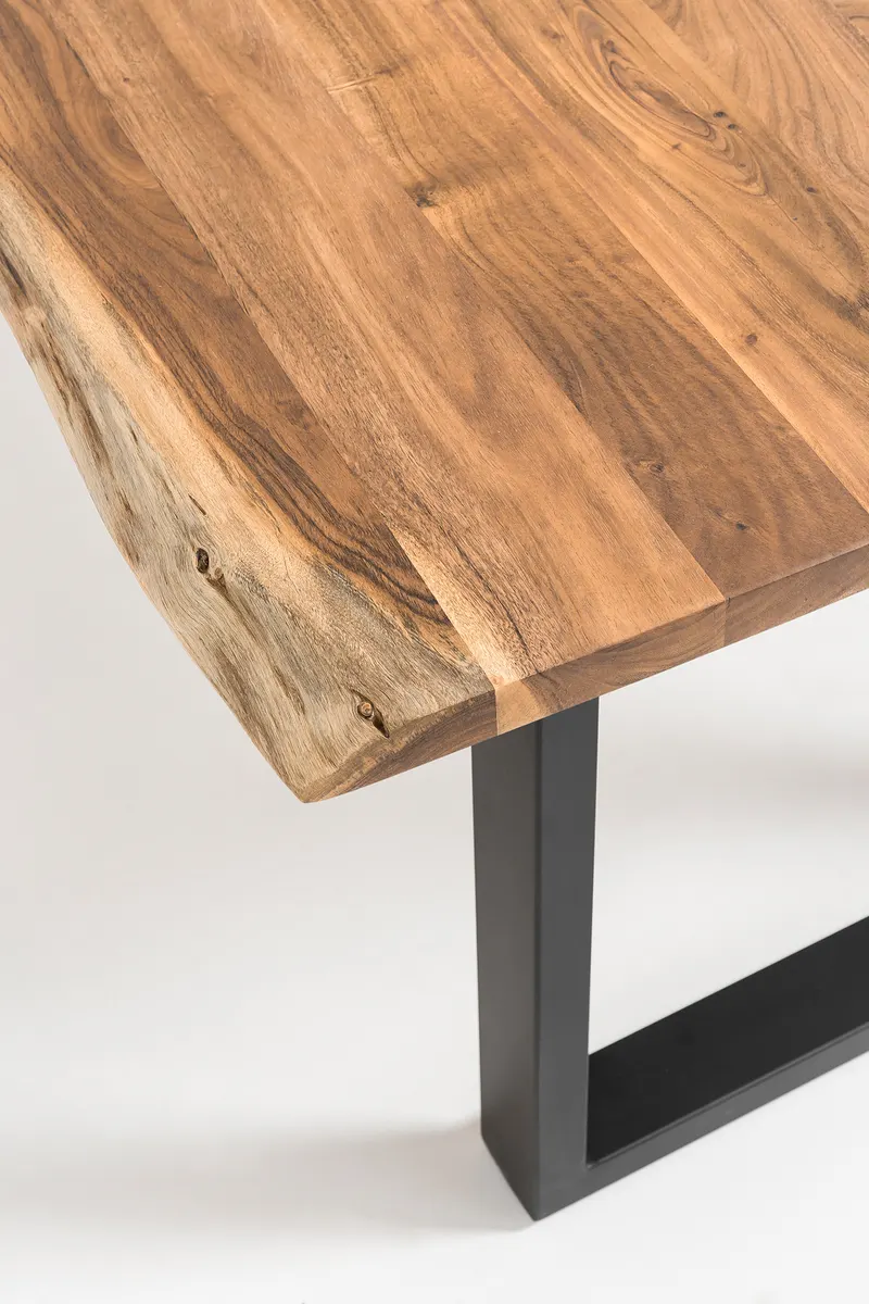 Esstisch aus Akazienholz 160 × 85 cm, Natur/Schwarz, Ansicht 10