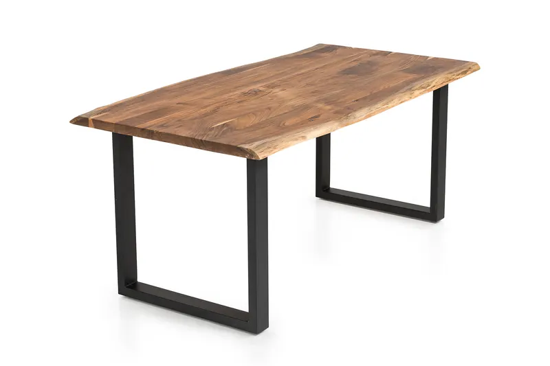 Esstisch aus Akazienholz 160 × 85 cm, Natur/Schwarz, Ansicht 5
