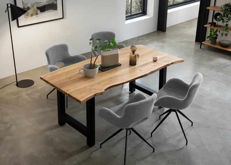 Esstisch Akazie 200 × 100 cm mit H-Gestell, Ansicht 13