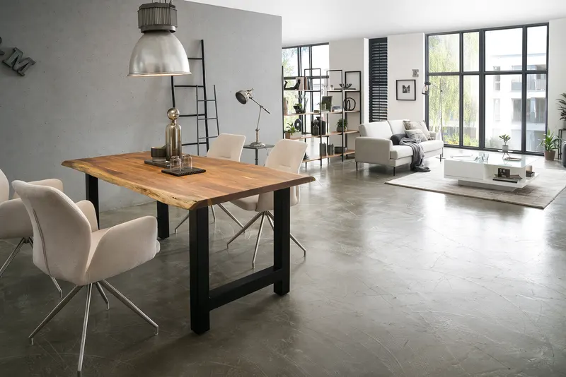 Esstisch Akazie 200 × 100 cm mit H-Gestell, Ansicht 7