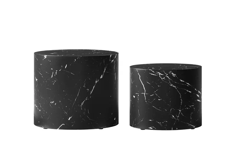 Harley Couchtisch-Set in Marmoroptik, oval, 2-teilig, Schwarz