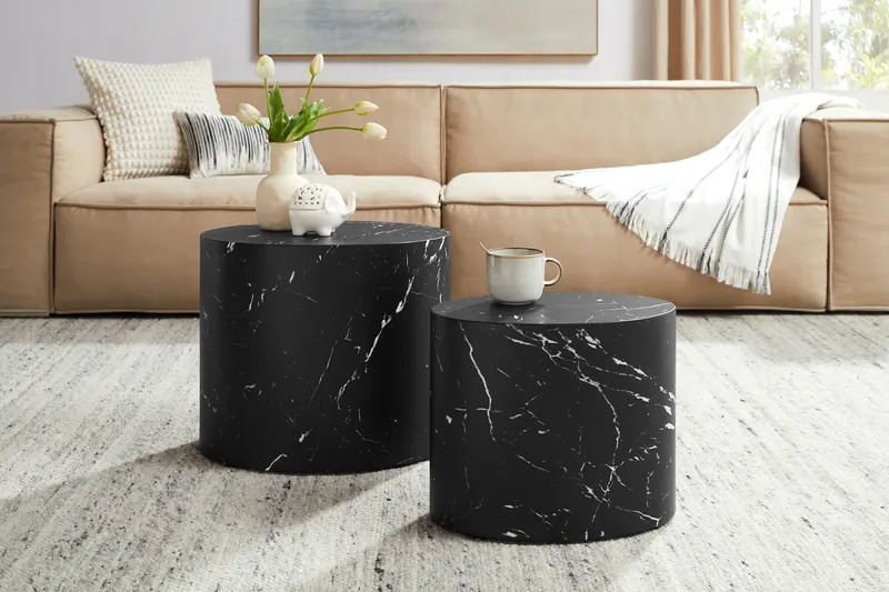 Couchtisch 2er-Set in Schwarz, Marmoroptik, Ansicht 6