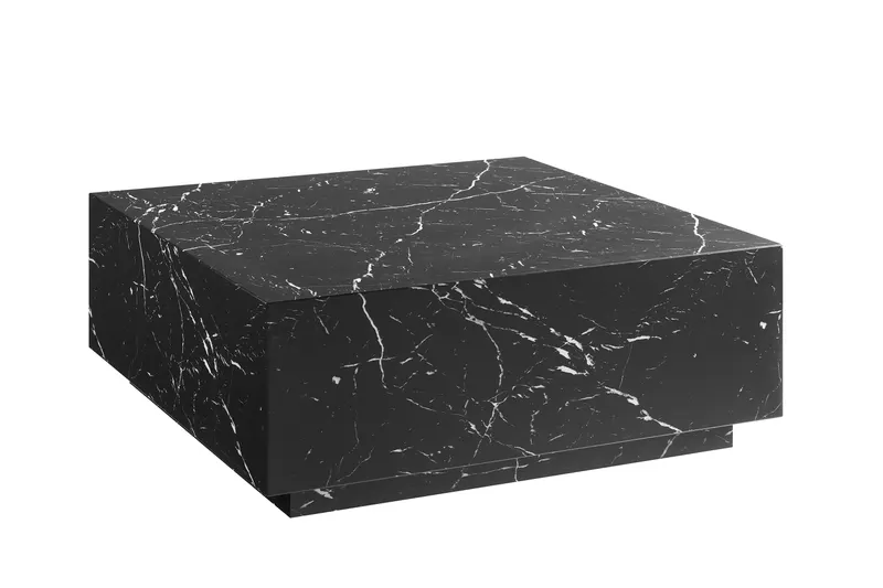 Couchtisch 90 × 90 cm, Schwarz in Marmoroptik, Ansicht 1