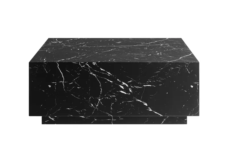 Couchtisch 90 × 90 cm, Schwarz in Marmoroptik, Ansicht 2