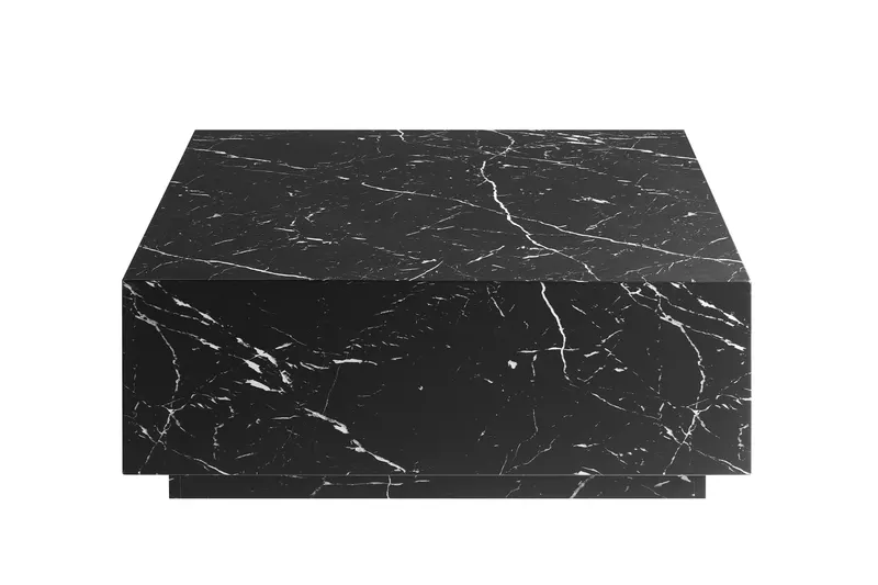 Couchtisch 90 × 90 cm, Schwarz in Marmoroptik, Ansicht 3