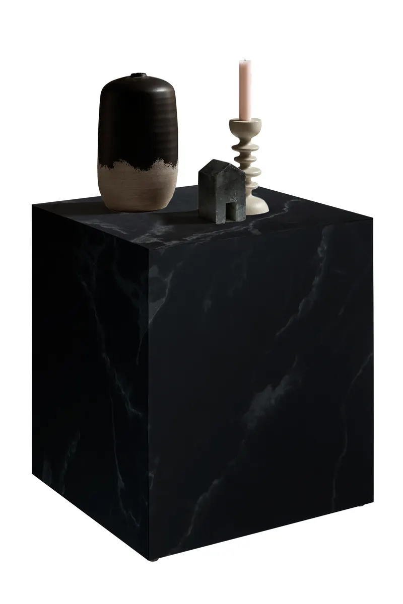 Beistelltisch 45 × 45 cm in schwarzer Marmoroptik, Ansicht 1