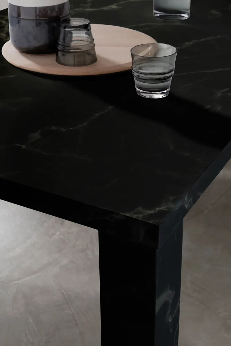 Esstisch 180 × 90 cm, Schwarz in Marmoroptik, Ansicht 4