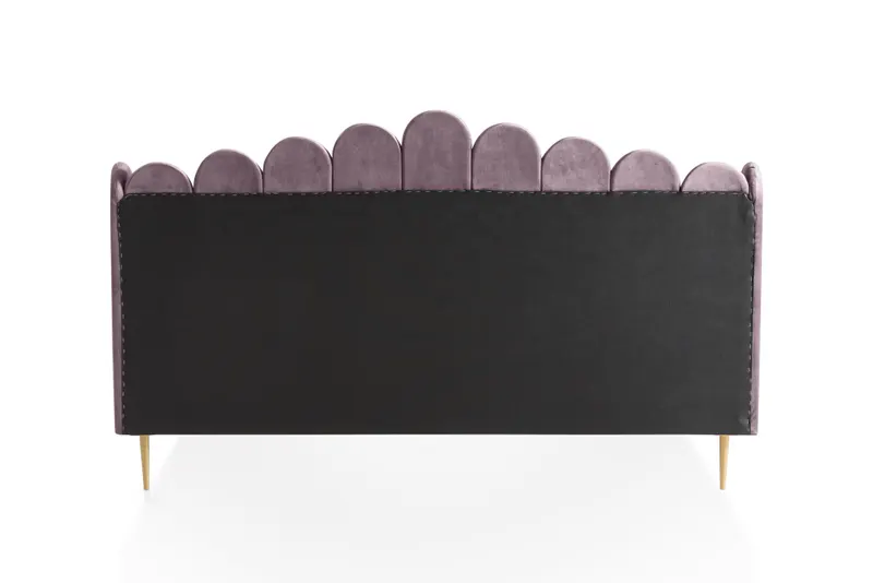 Muschelbett aus Samt 140 × 200 cm, Rosa/Gold, Ansicht 4