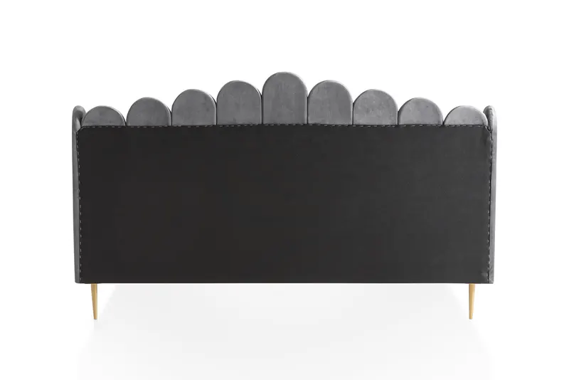 Muschelbett aus Samt 180x200 cm, Grau/Gold, Ansicht 4