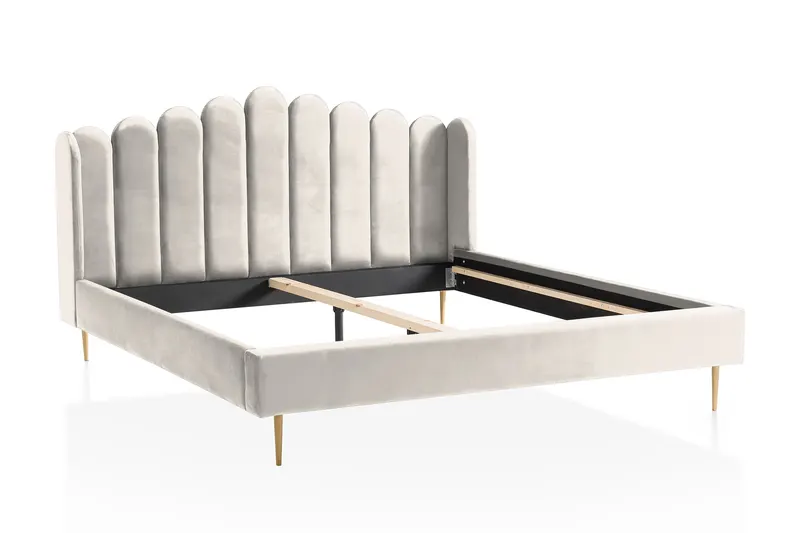 Arielle Muschelbett aus Samt 140 × 200 cm, Rose/Gold