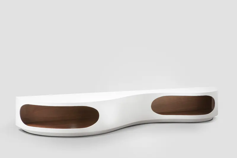 Lowboard 200 × 50 × 30 cm, weiß/Walnuss, Ansicht 2