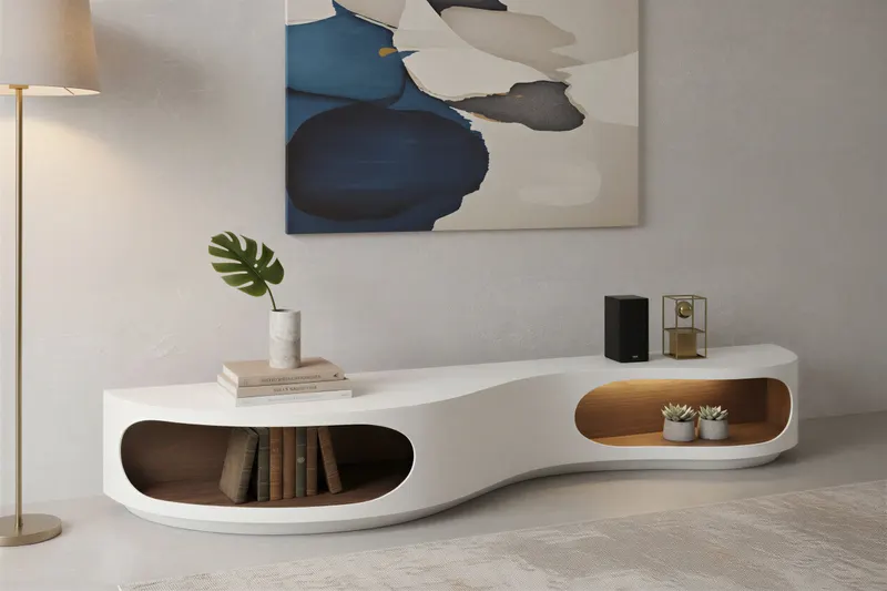 Lowboard 200 × 50 × 30 cm, weiß/Walnuss, Ansicht 6