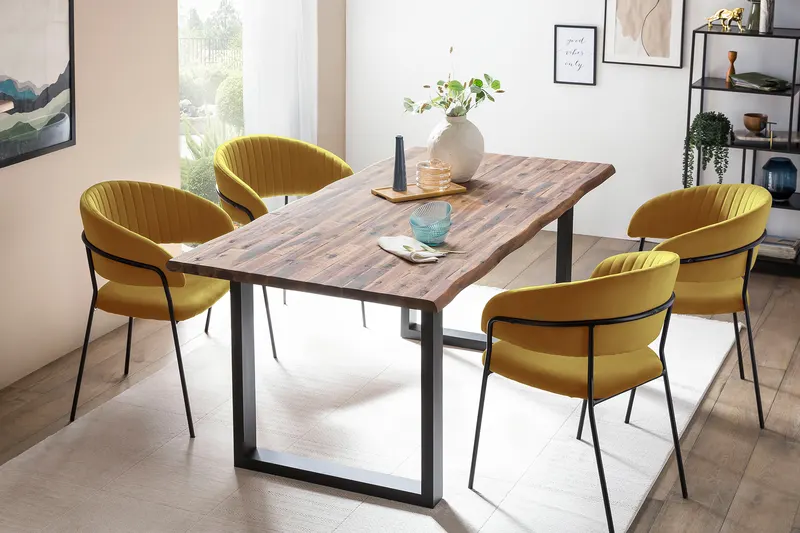 Esstisch 200 × 100 cm aus Akazie und Metall, Ansicht 12
