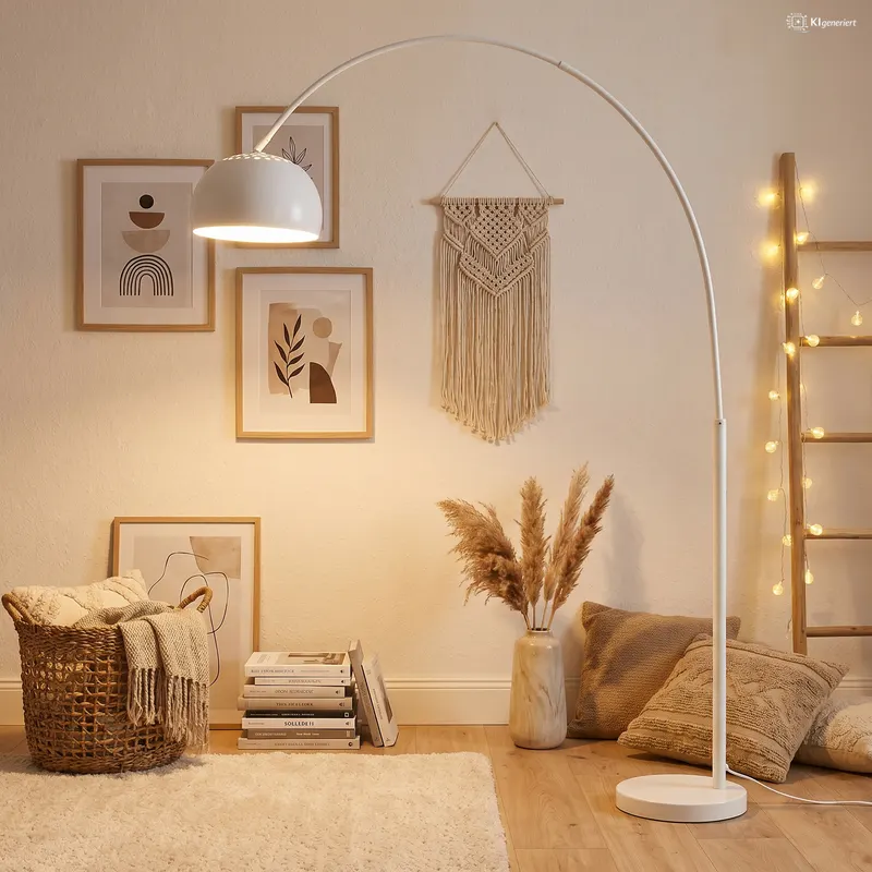 Bogenlampe 195 cm weiß mit Marmorsockel, Ansicht 5