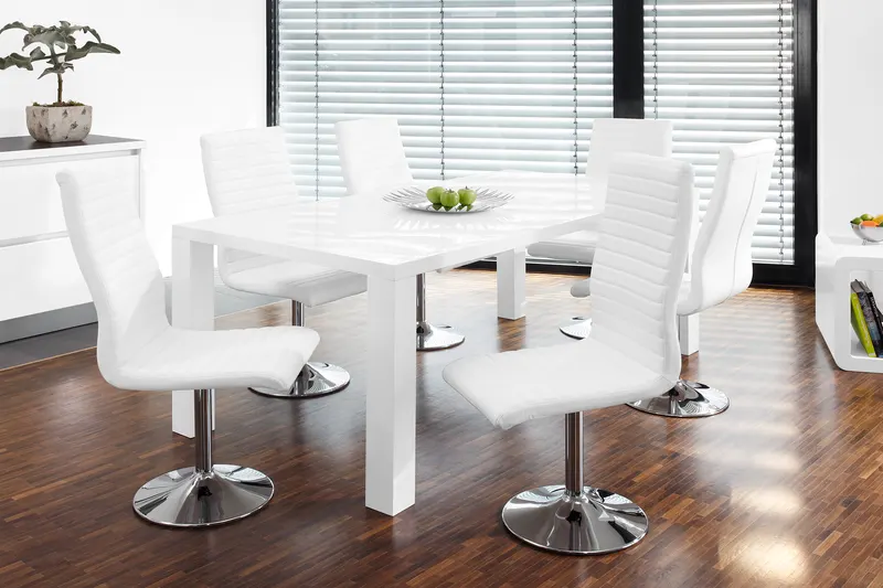 Esstisch 200 × 100 × 76 cm, MDF weiß Hochglanz, Ansicht 3