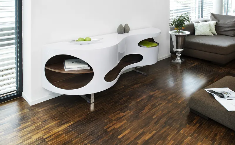 Sideboard 200 × 50 cm, weiß/Walnuss, Ansicht 2