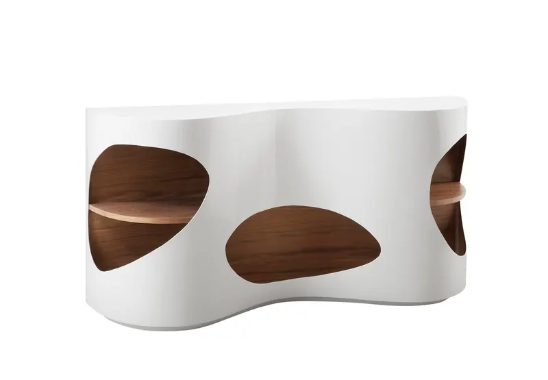 Sideboard 150x40x75 cm weiß/Walnuss, Ansicht 1