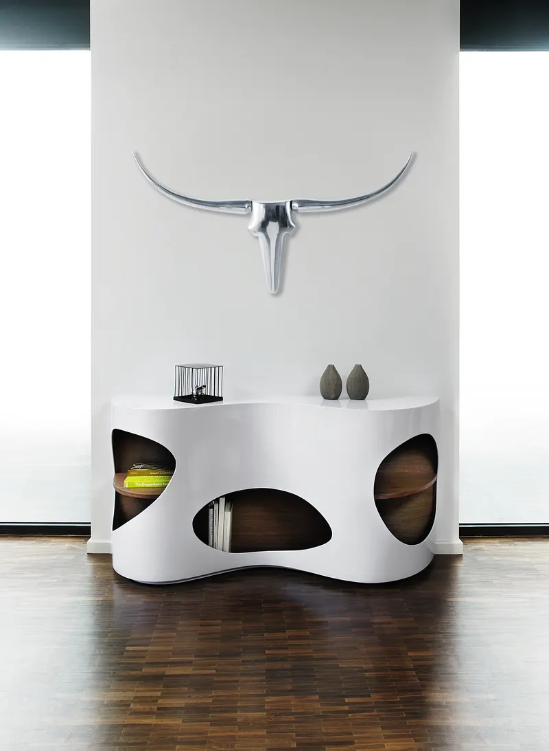Sideboard 150x40x75 cm weiß/Walnuss, Ansicht 3