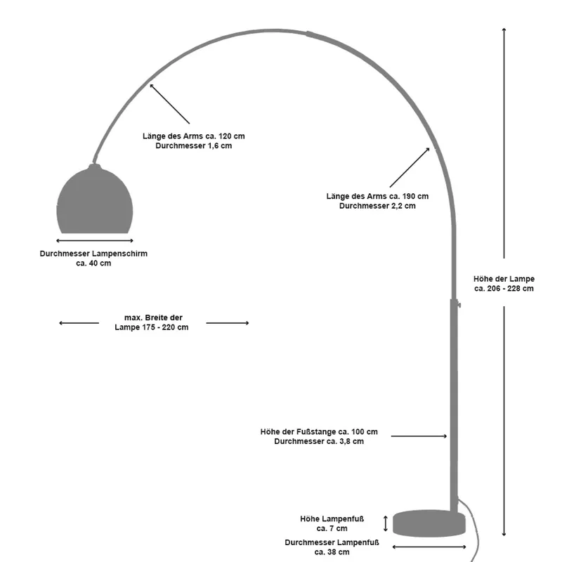 Bogenlampe 230 cm weiß Kunststoff, Ansicht 4