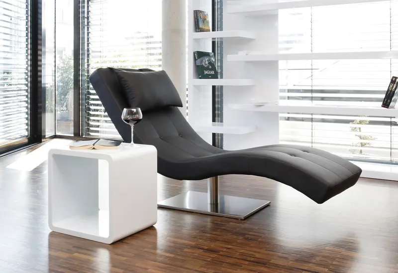 Relaxliege schwarz in Kunstleder-Optik, Ansicht 2