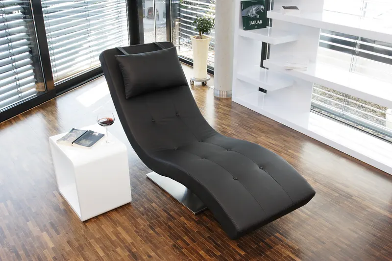 Relaxliege schwarz in Kunstleder-Optik, Ansicht 3