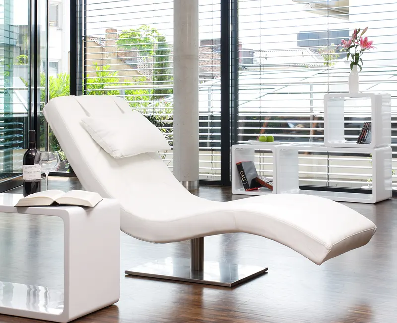 Relaxliege weiß in Kunstleder-Optik, Ansicht 2