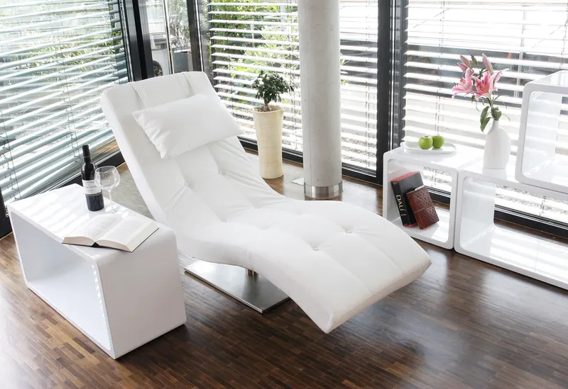 Relaxliege weiß in Kunstleder-Optik, Ansicht 4